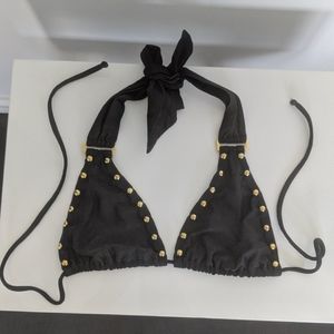Vix black bikini top with gold hardware